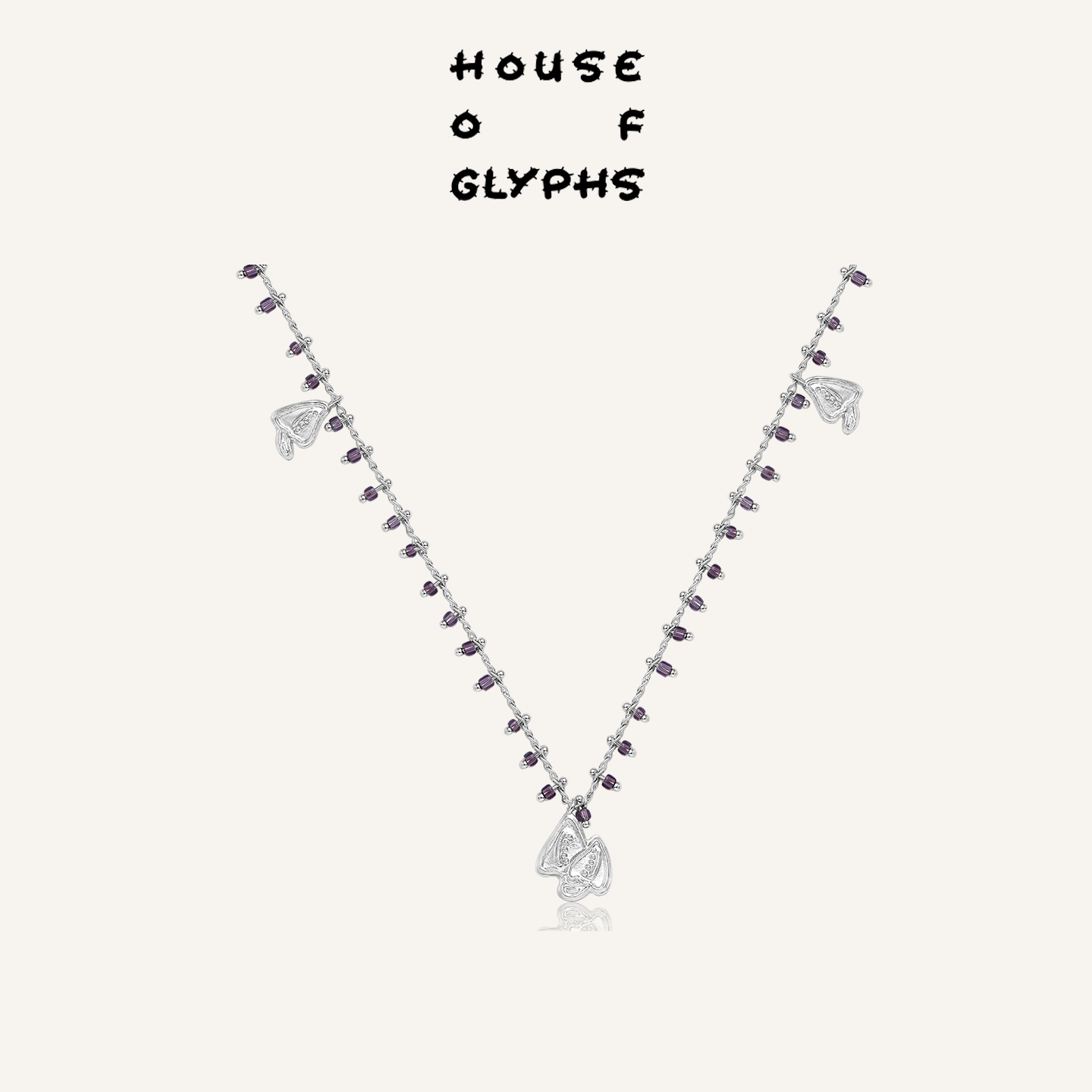 House of Glyphs符界HOG呼呼菌蘑菇梦幻紫琉璃珠流苏锁骨链