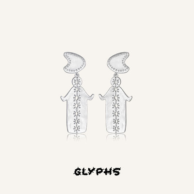 GLYPHS/符界纳西族幸运女孩盼金妹耳坠东巴文耳钉