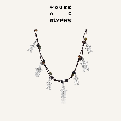 House of Glyphs符界HOG纳西族热美磋跳舞小人编绳锁骨链