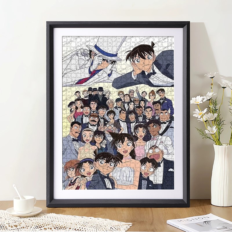 名侦探柯南拼图相框挂墙500一千片平图拼图70x50定制画框空框