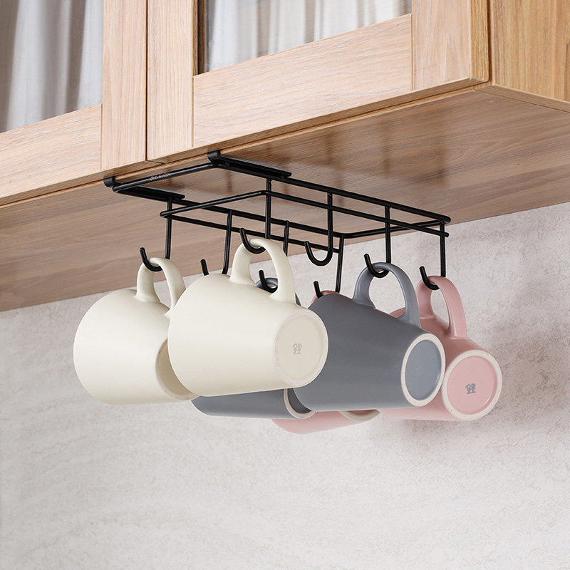 304不锈钢马克杯挂架创意水杯架子置物架 免钉悬挂式咖啡杯挂杯架