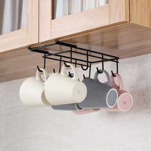 304不锈钢马克杯挂架创意水杯架子置物架 免钉悬挂式咖啡杯挂杯架