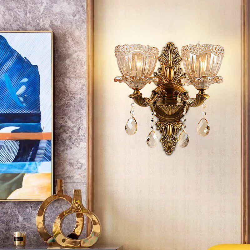 欧式金古铜壁灯客厅双头卧室床头灯酒店过道工程时尚复古KTV灯具