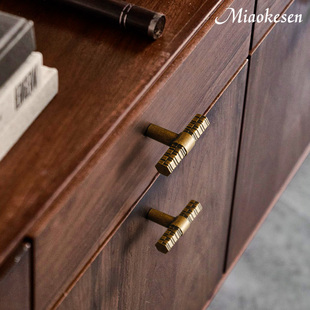妙克森龙骨现代柜门拉手中式简约衣柜抽屉轻奢古铜色复古把手