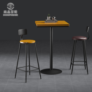 美式吧台椅现代简约酒吧高脚椅子靠背椅复古高脚凳铁艺吧台椅1251