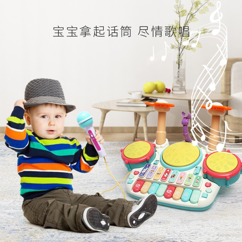 儿童迷你钢琴架子鼓二合一初学者入门男孩3-6岁婴儿宝宝打鼓玩具