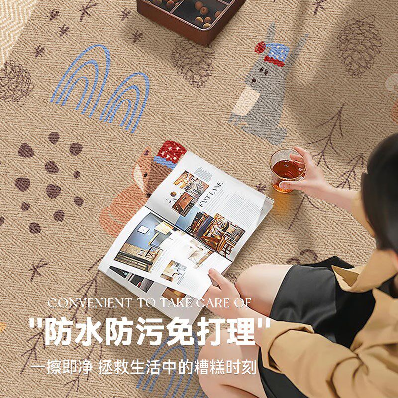 书房地毯仿剑麻电脑书桌学习椅子隔音地垫免洗可擦滑轮转椅垫脚垫