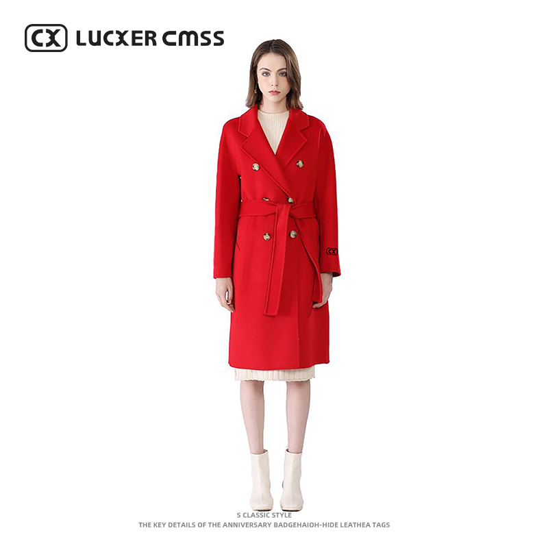 LUKER CMSS高街潮牌休闲百搭宽松双面呢大衣男女同款