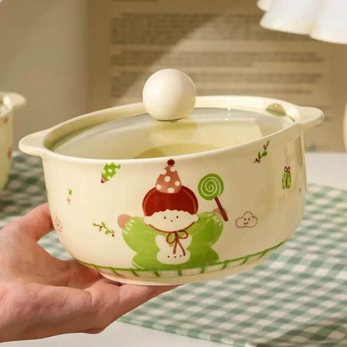 男孩女孩可爱泡面碗带盖双耳泡面碗个人专用釉下彩陶瓷泡面碗套装,餐饮具,泡面碗,淘宝优惠券,粉丝福利购,淘宝优惠卷