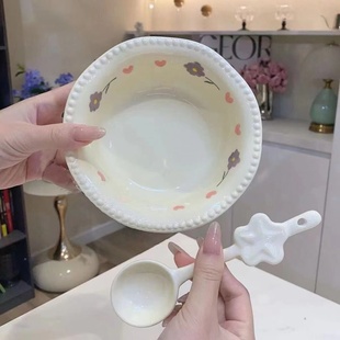 奶黄珍珠甜品沙拉碗星星勺陶瓷碗ins风餐具碗早餐碗高颜值甜品碗