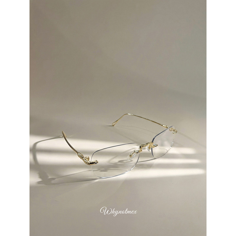 序77 无边框老钱风高级感眼镜斯文超轻防蓝光平面镜男女同款