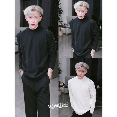 序77 重磅双面德绒正肩百搭基础纯色T恤长袖圆领打底内搭男卫衣冬
