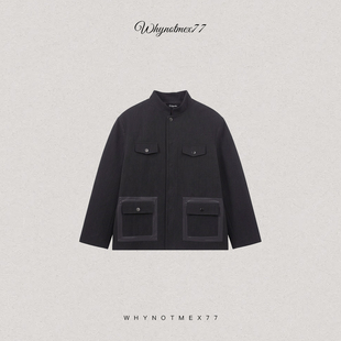 痞帅重磅水洗外套真皮口袋男女同款 中式 新款 序77春季