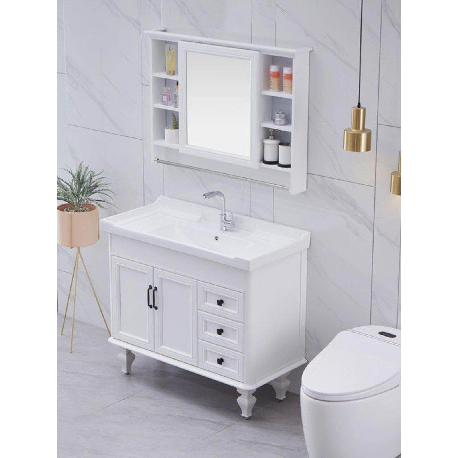 落地式脸盆柜组合浴室柜脸盆现代极简主义浴室脸盆镜柜,家装主材,浴室柜组合,淘宝优惠券,粉丝福利购,淘宝优惠卷