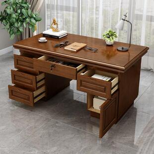 全实木书桌带抽屉纯实木办公桌子办公室单人学校台式电脑桌办公桌