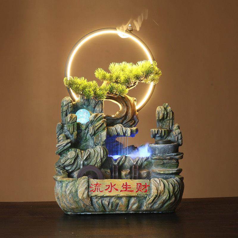 假山流水生财鱼缸循环喷泉办公室桌面创意装饰招财摆件开业送礼品,家居饰品,装饰摆件,淘宝优惠券,粉丝福利购,淘宝优惠卷