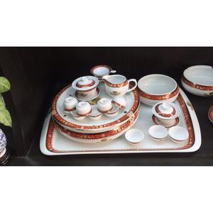 雅诚工夫茶具釉中青花圆形茶盘潮汕功夫茶具茶洗陶瓷整套储水茶船