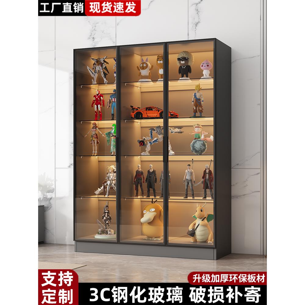 书柜带玻璃门书架落地置物架客厅收纳储物柜子定制家用手办展示柜