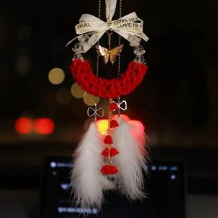 2024新款铃兰花挂件植绒工艺车载蝴蝶香薰吊坠汽车后视镜挂件挂饰