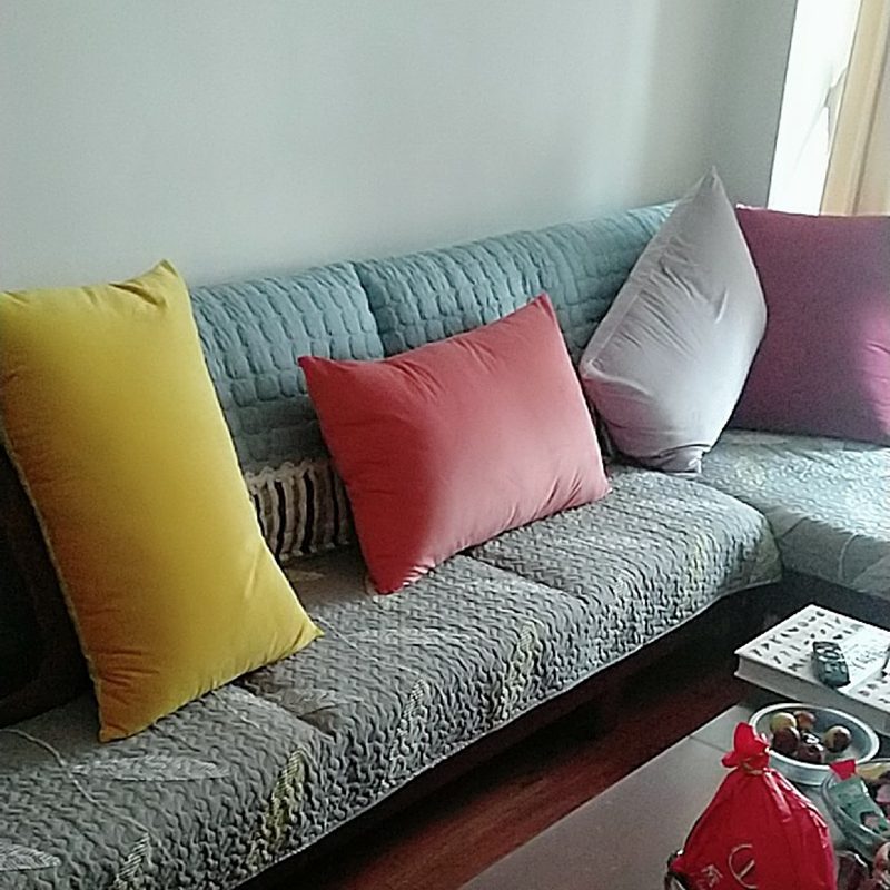 纯色加厚沙发抱枕套靠背垫客厅家用长方形靠枕天鹅绒腰枕50X70cm