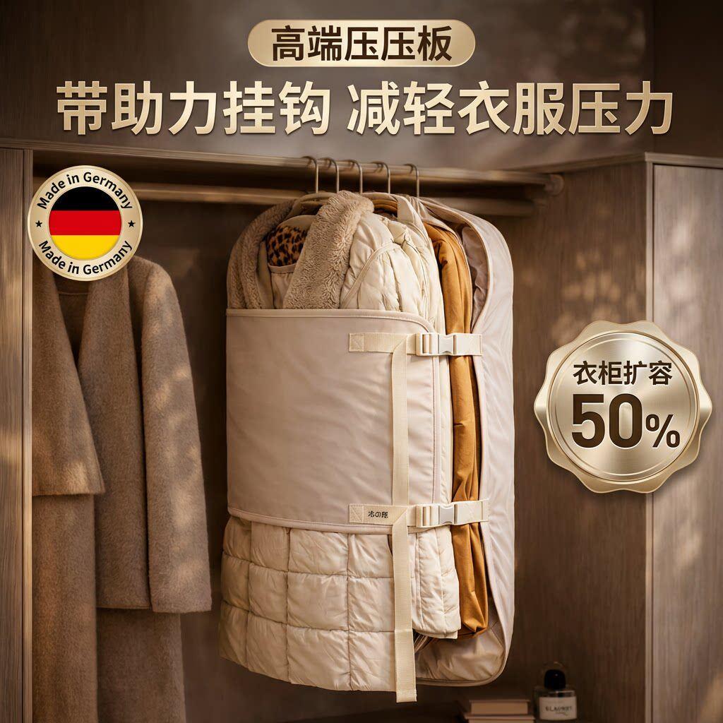 羽绒服压压板厚衣服悬挂式收纳衣柜省空间衣服外套整齐压缩板