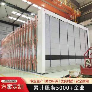 定制環保型移動式 無塵打磨收縮棚移動噴漆房 伸縮噴漆房電動軌道式