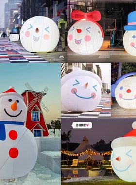 充气圣诞节发光雪人气模