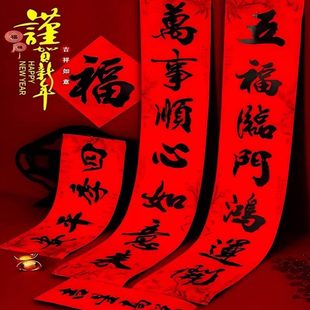 大门年福字书法年2025联画春 节家用黑对联背胶春字蛇新门贴年盒装