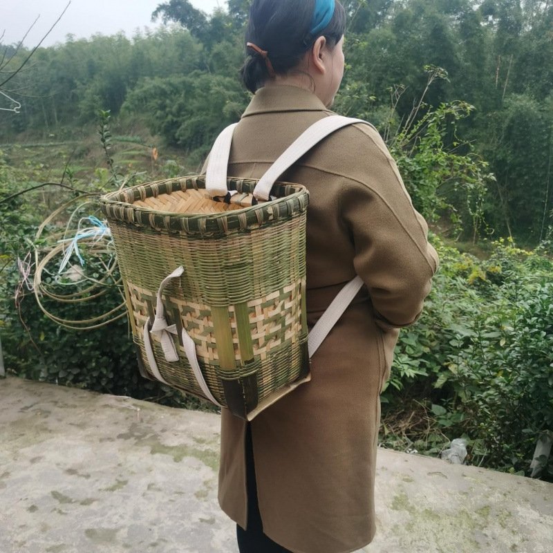 精编竹编背篓双层背篼四川背篼背筐大人农村背砖背米买菜采蘑透气