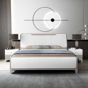 全实木床简约白色1.35单人1米5双人床次卧大床主卧一米八