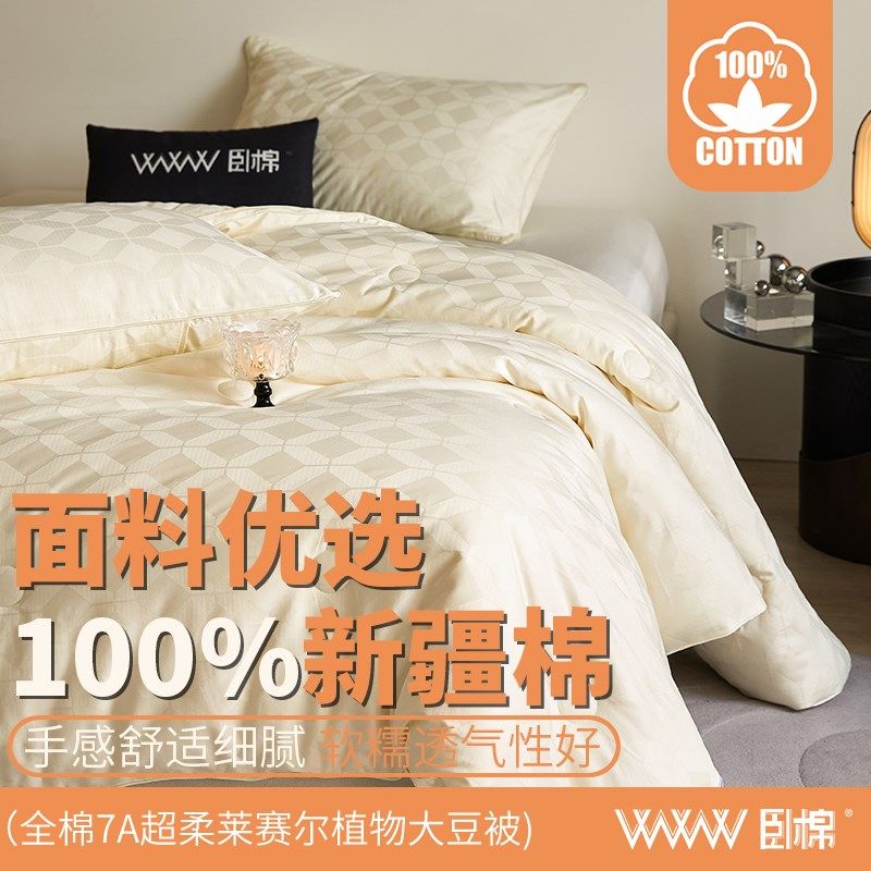 WWW全棉7A抗菌55%植物大豆被芯Pro超柔提花春秋冬被保暖被子B0006