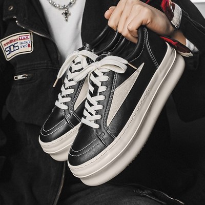 ro倒三角松糕鞋子男厚底内增高10CM奶香百搭高街板鞋2025新款春季