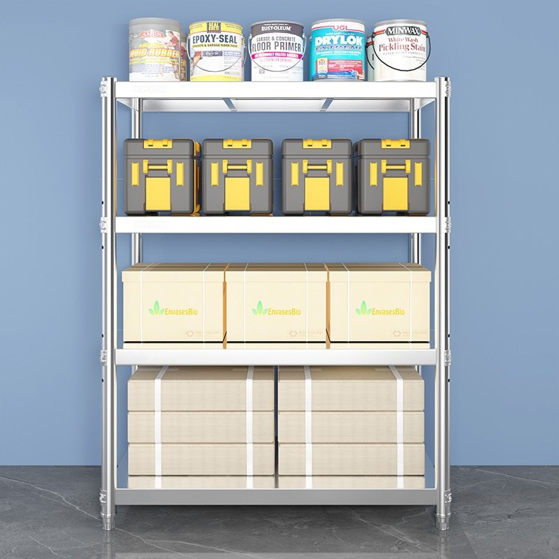 不锈钢仓库货架厨房置物架落地多层可调节微波炉收纳储杂物架定制