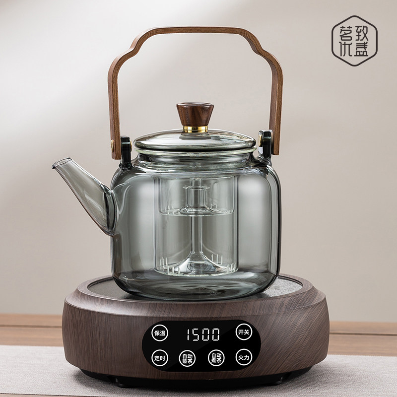 新款玻璃蒸煮一体茶壶煮茶炉器1500w黑晶炉套装烧水泡茶养生家用,餐饮具,煮茶炉,淘宝优惠券,粉丝福利购,淘宝优惠卷
