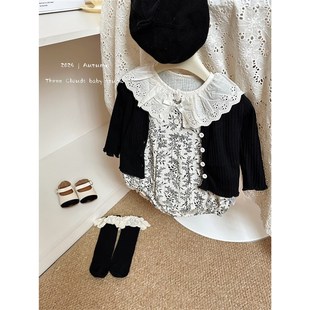 三小朵【b小夜曲】秋裤婴儿包屁衣女宝长袖碎花哈衣新生儿周岁洋