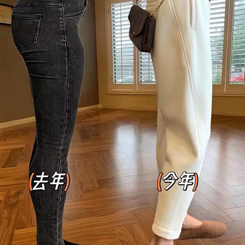 小个子加绒加厚运动卫裤女