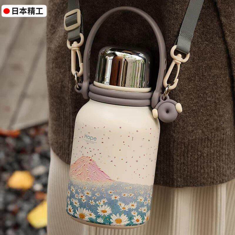 日本精工女生高颜值精致高级户外露营爬山便携款316不锈钢保温杯