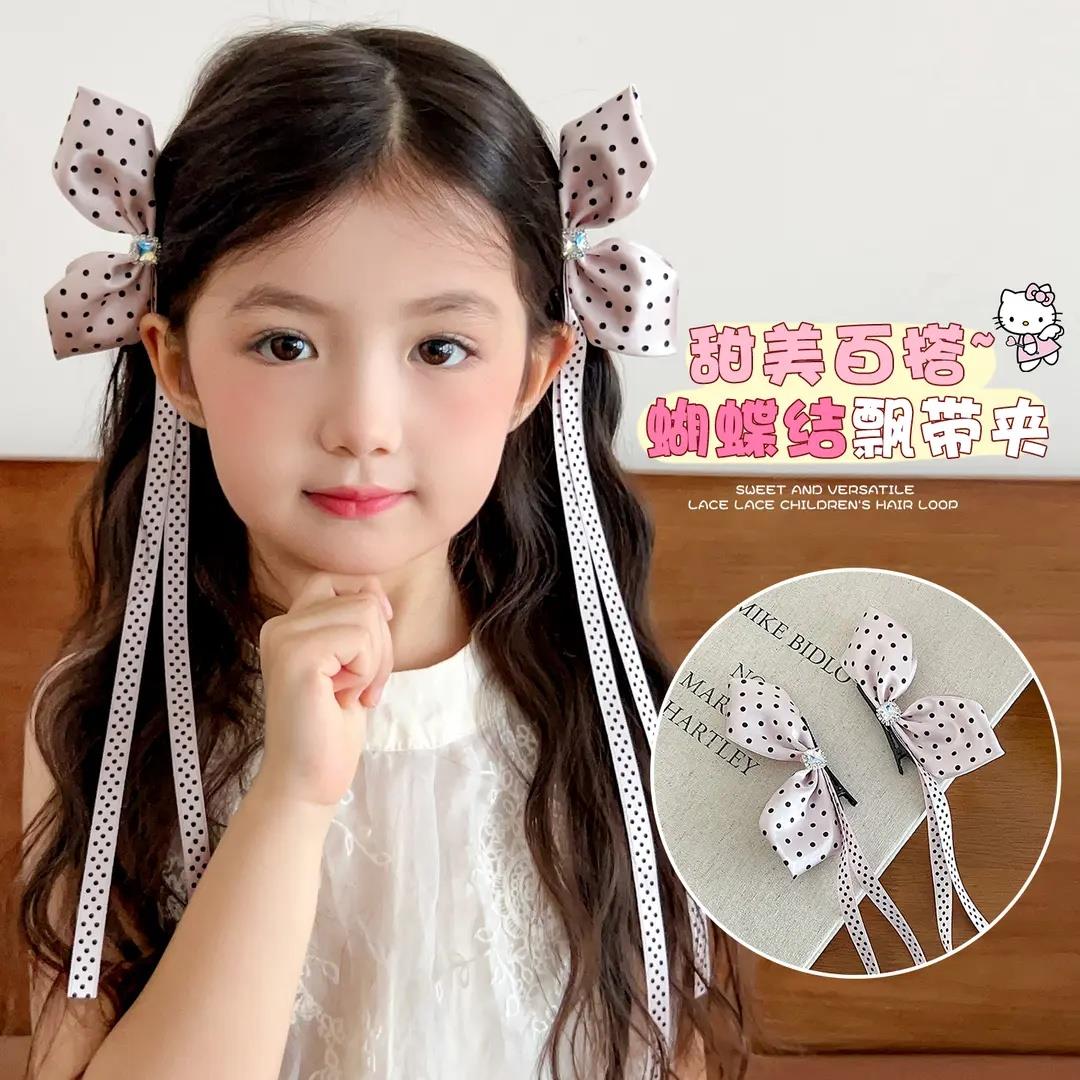 春夏新款蝴蝶结头饰发夹子女童公主头饰可爱发夹2026超洋气飘带ZY