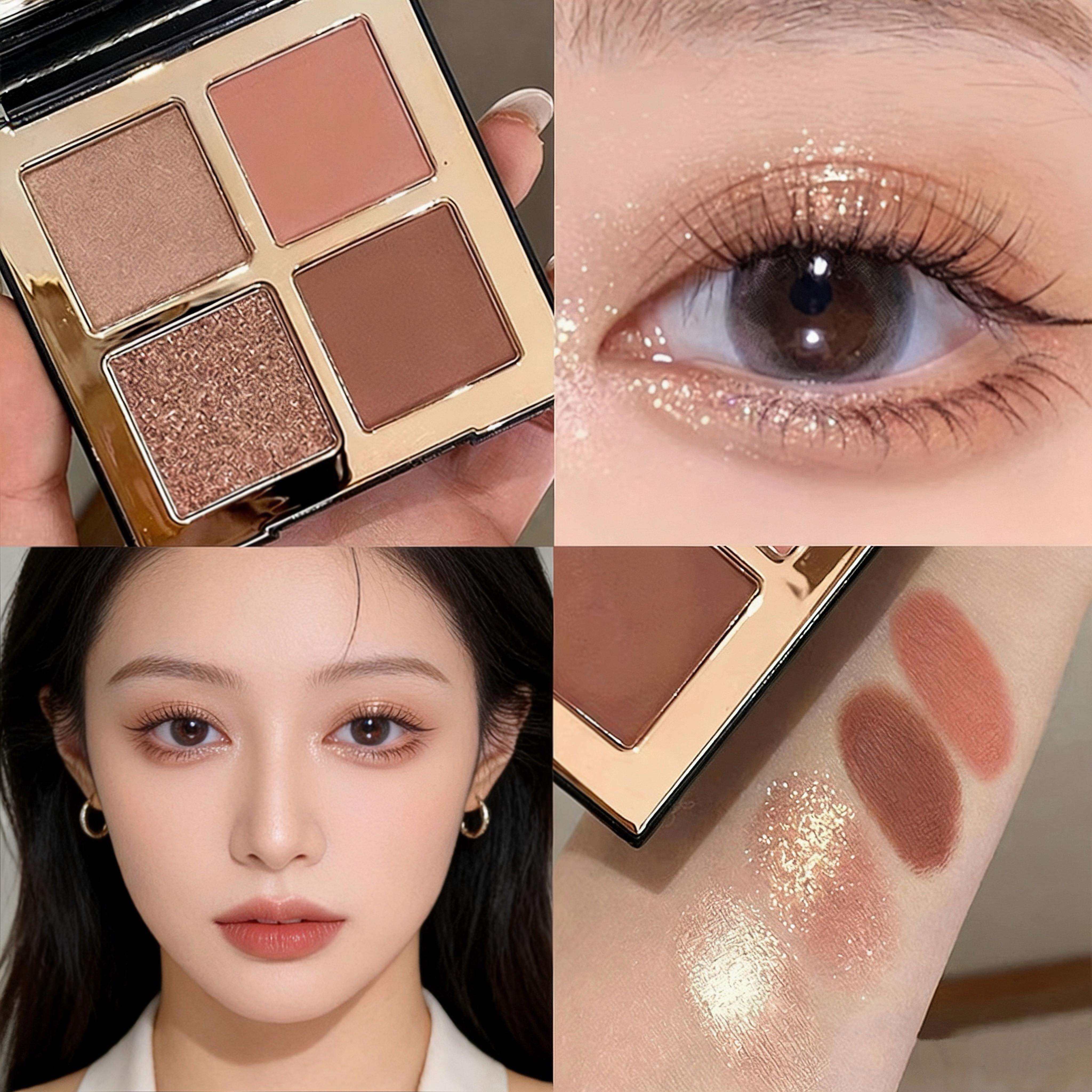 四色眼影盘新款大地色哑光珠光细闪新手女正品多色修容综合盘淡妆