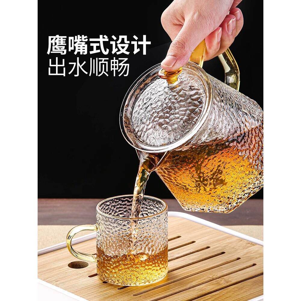 日本正品MUJIΕ玻璃茶壶过滤泡茶壶家用单壶耐高温锤纹花茶电陶炉
