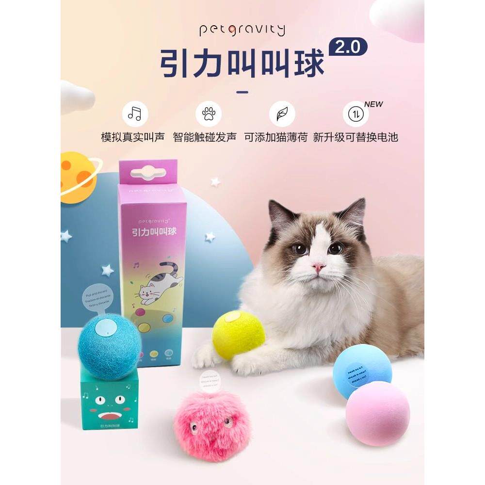 猫玩具发声引力叫叫球猫薄荷逗猫球小鸟叫声磨牙耐咬自嗨宠物