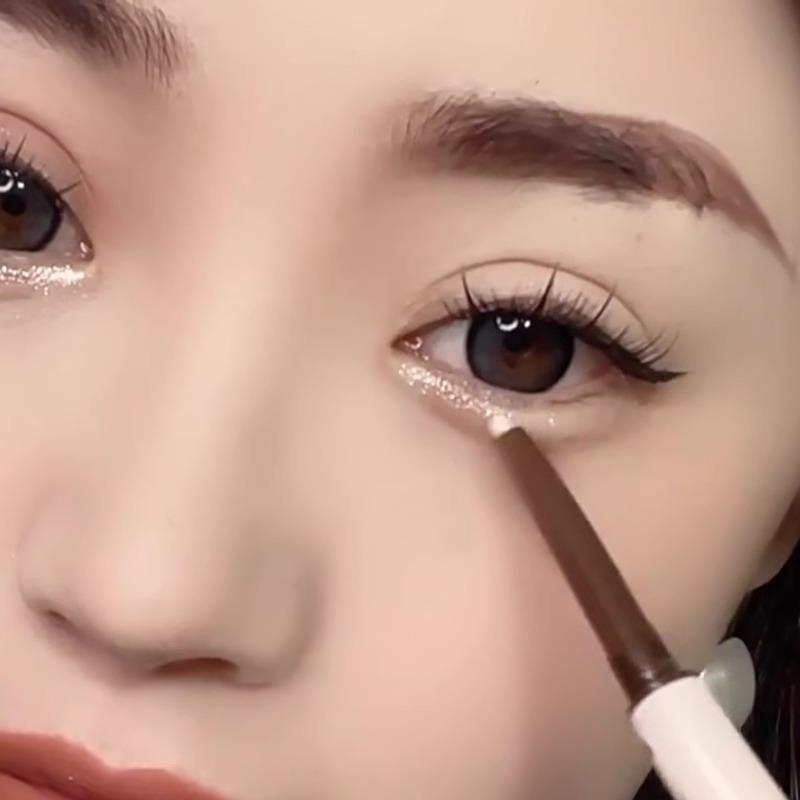 网红双头卧蚕笔女双头两用高光提亮卧蝉笔阴影勾勒亮晶晶珠光眼妆