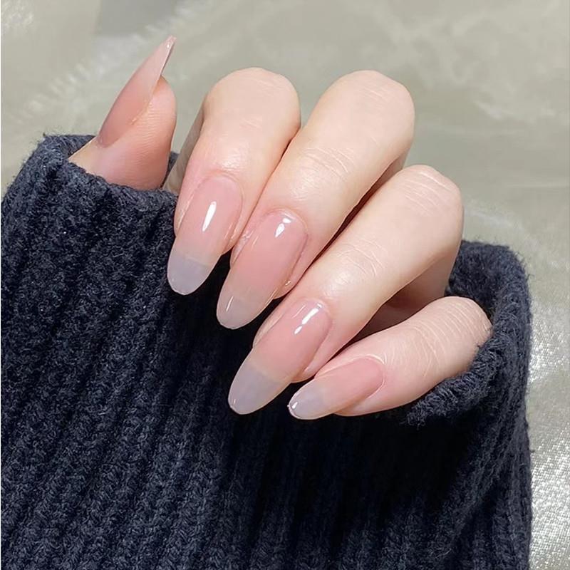 网红同款甄嬛冰透裸色显白仙女新娘美甲成品手工定制穿戴甲可拆卸