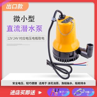 微小型直流潜水泵12V24V电瓶农用浇菜地船用船舱泵家用220V抽水机