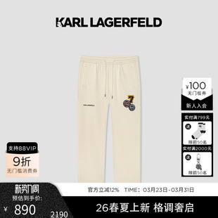 老佛爷潮牌男装 饰卫裤 LAGERFELD休闲混纺弹力抽绳撞色徽章装 KARL