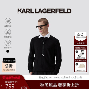 套头衫 KARL 男士 T恤2025秋新品 商务通勤上衣老佛爷 LAGERFELD长袖