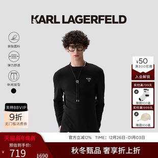 T恤老佛爷潮男设计 秋冬圆领简约通勤长袖 KARL LAGERFELD25秋新品