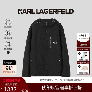 新款 KARL 夹克外套保暖2025秋季 棉服休闲风男士 LAGERFELD连帽短款