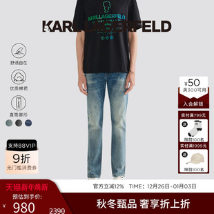 直筒牛仔长裤 棉 春季 新款 KARL 老佛爷男装 LAGERFELD卡尔拉格斐