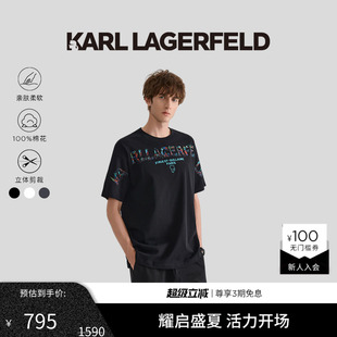 纯棉短袖 KARL LAGERFELD卡尔夏季 新款 T恤KLlogo印花老佛爷潮男装